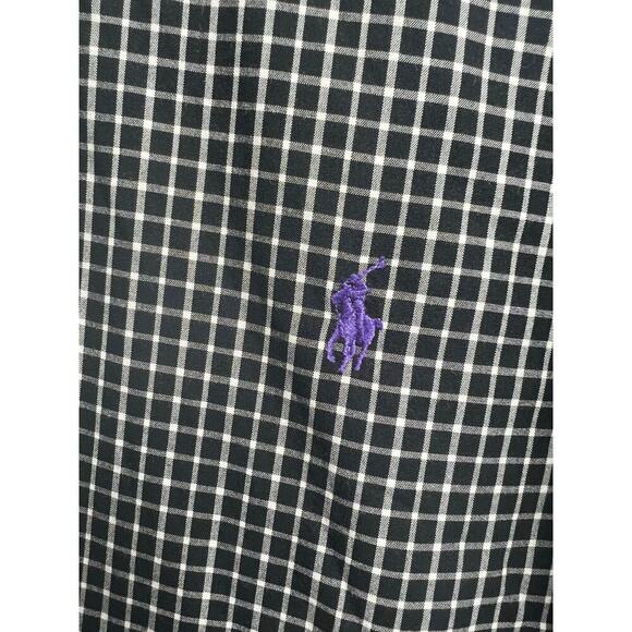 Ralph Lauren Custom Fit Black White Checks Medium Men's Button Up - Picture 4 of 10